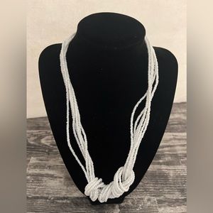 Multi Strand White Seedbead Necklace White